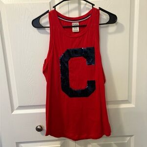 PINK Victoria's Secret Red Tank Top with Navy Sequin C